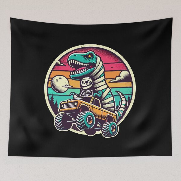 Item preview, Dino With Skeleton Dinosaur On Monster Truck designed and sold by LuminOrb.
