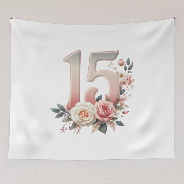Item preview, 15th Birthday, floral, number 15, girl’s designed and sold by iclipart.