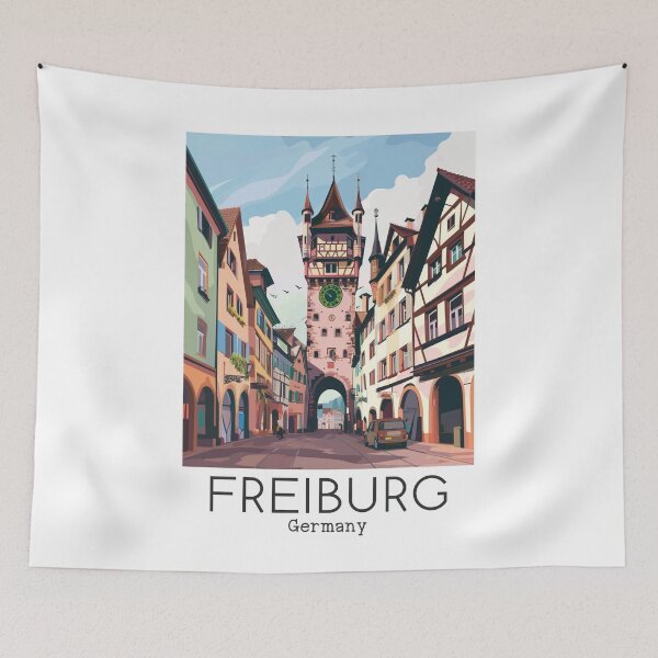 Item preview, A Vintage Travel Illustration of Freiburg - Germany  designed and sold by GoodOldVintage.