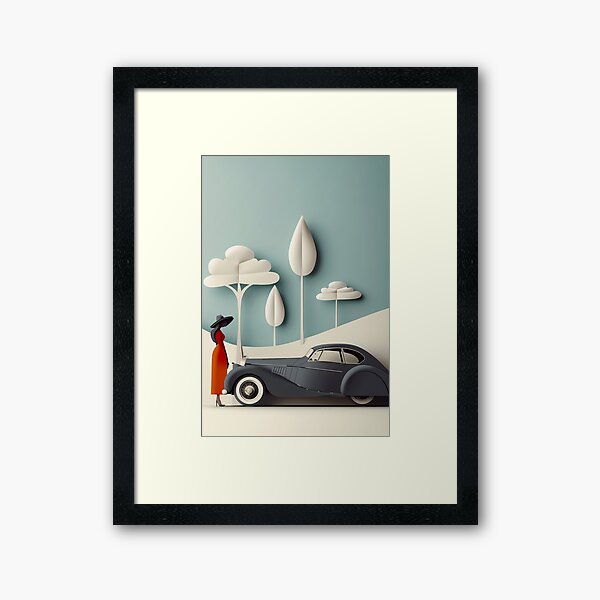 Aperçu de l'œuvre Art de chambre d'enfant de voiture classique rétro de charme vintage - Téléchargement numérique instantané pour une décoration élégante de chambre de bébé et d'enfant, art de style papier jaguar classique créée et vendue par cejezed.