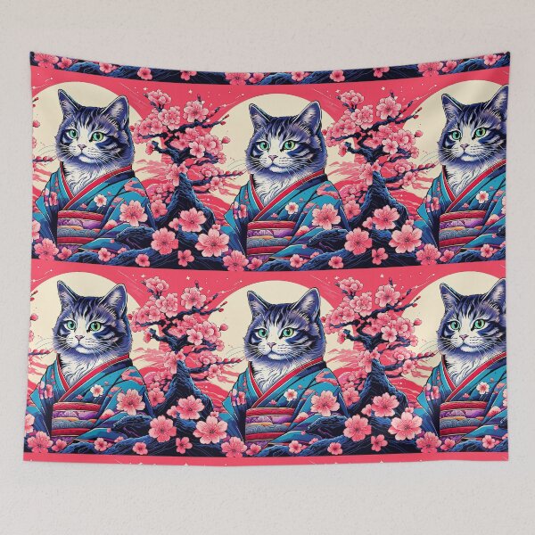Item preview, Neko Harmony: Retro Japanese Cat Delight for Feline Aficionados designed and sold by Catophile.
