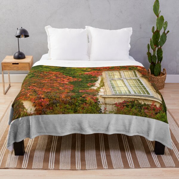 Item preview, The wall of an old house covered with colorful creeper leafs,autumn season designed and sold by goceris.