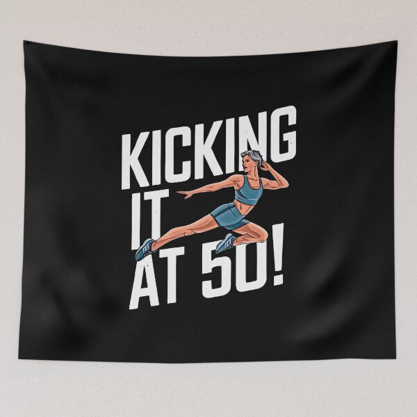 Item preview, Dynamic Woman Kicking At 50 designed and sold by artwaves.