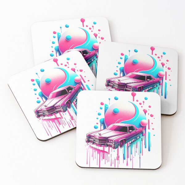 Artikelvorschau, Rosa Cadillac Neon Art tropfende Farbe T-Shirt entworfen und verkauft von ZNTeees.