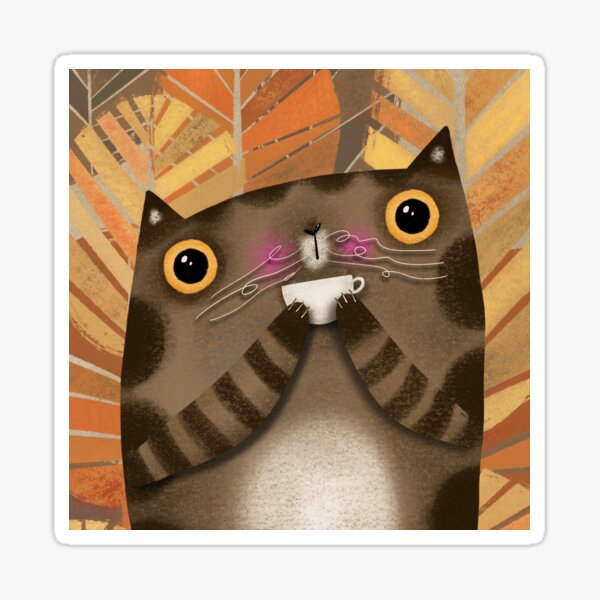 Item preview, Cat Coffee Latte Fall Halloween Thanksgiving designed and sold by poket.piktures.