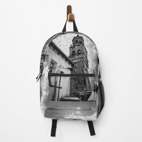 Item preview, "Timeless Elegance: Black-and-White Church Tower in Quiroga, Mexico" designed and sold by NosionDesigns.