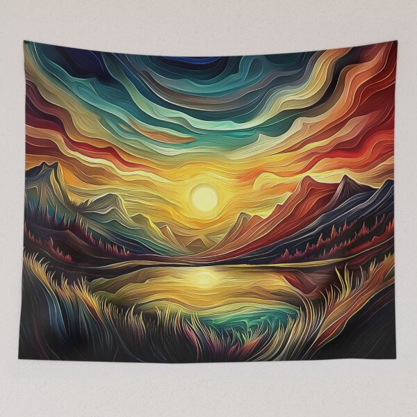 Item preview, Fantasy Dreamscape, Psychedelic Sunset, Mountain Sunrise designed and sold by Fantasy Masterpiece.