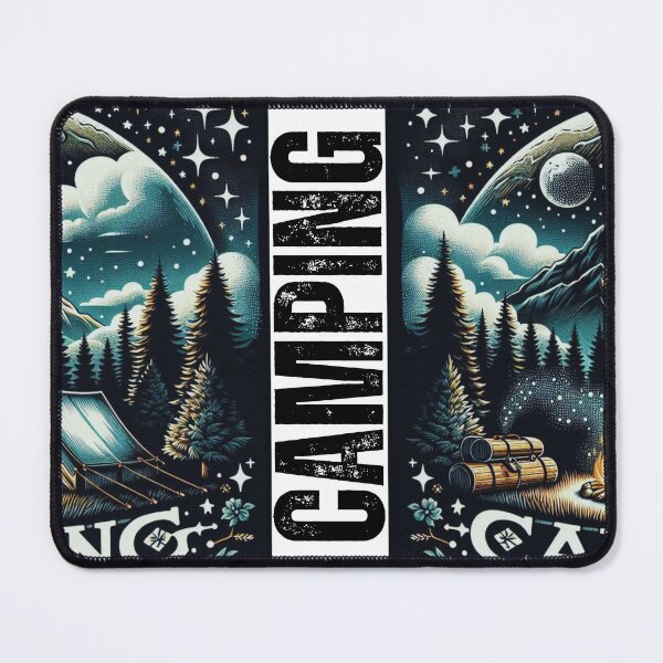 Item preview, Chic design with a camping theme on a black background designed and sold by LoliDesignShop.