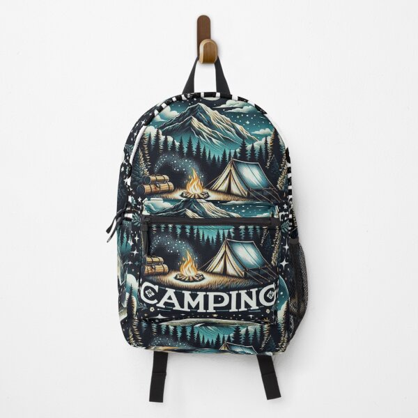 Item preview, Chic design with a camping theme on a black background designed and sold by LoliDesignShop.