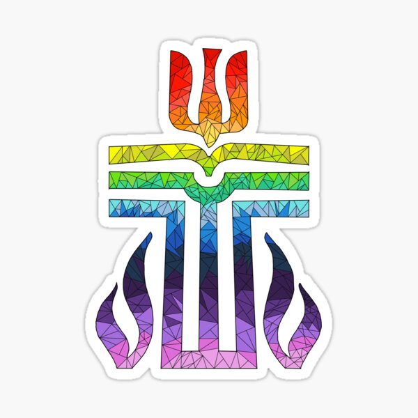 Rainbow PCUSA Cross Sticker