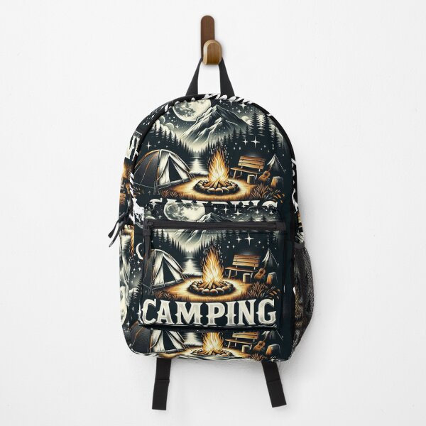 Item preview, Chic design with a camping theme on a black background. designed and sold by LoliDesignShop.