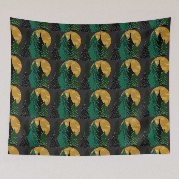 Item preview, Evergreen Trees in Moonlight, Full Moon, Forest Pattern, Slate Gray Background designed and sold by Stephanie Rowan.