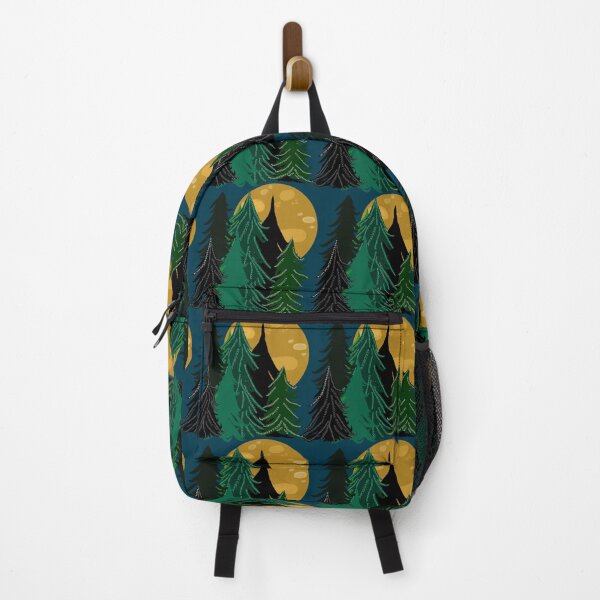 Item preview, Evergreen Trees in Moonlight, Full Moon, Forest Pattern, Midnight Blue Background designed and sold by Stephanie Rowan.