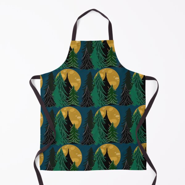 Item preview, Evergreen Trees in Moonlight, Full Moon, Forest Pattern, Midnight Blue Background designed and sold by Stephanie Rowan.