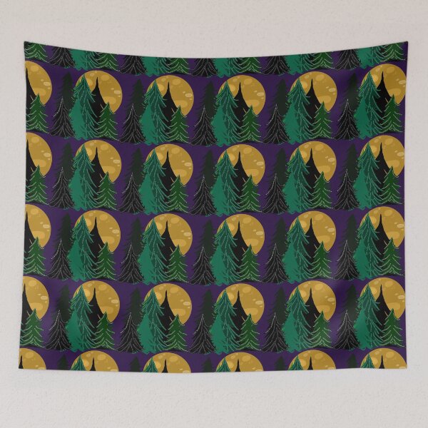 Item preview, Violet Evergreen Trees in Moonlight, Full Moon, Forest Pattern, Dark Purple Background designed and sold by Stephanie Rowan.