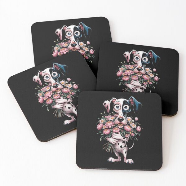 Item preview, Adorable Cartoon Dog Holding a Bouquet of Flowers Illustration designed and sold by love3617.