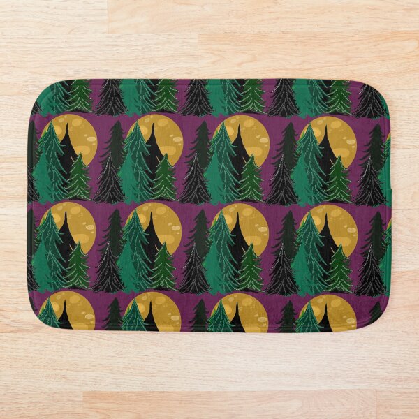 Item preview, Magenta Evergreen Trees in Moonlight, Full Moon, Forest Pattern, Dark Fuchsia Background designed and sold by Stephanie Rowan.
