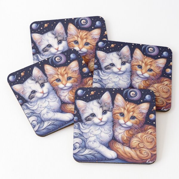 Item preview, Cosmic Bond: Blue-Eyed Kittens in Space designed and sold by ukrayuk.