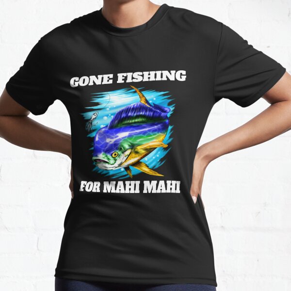 Vista previa del artículo con la obra «Fanático de la pesca de peces Mahi Mahi se ha ido a pescar Mahi Mahi», diseñado y vendido por fantasticdesign.