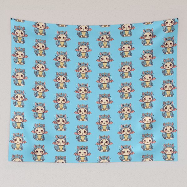 Item preview, Cute Kitty Dressed As A Blue Dragon | Blue designed and sold by PinkGoddessLove.