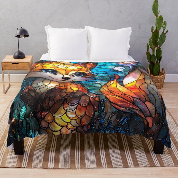 Item preview, Whimsical Fox Mermaid in Stained Glass Style Fantasy designed and sold by Matt's Artificial Nature.