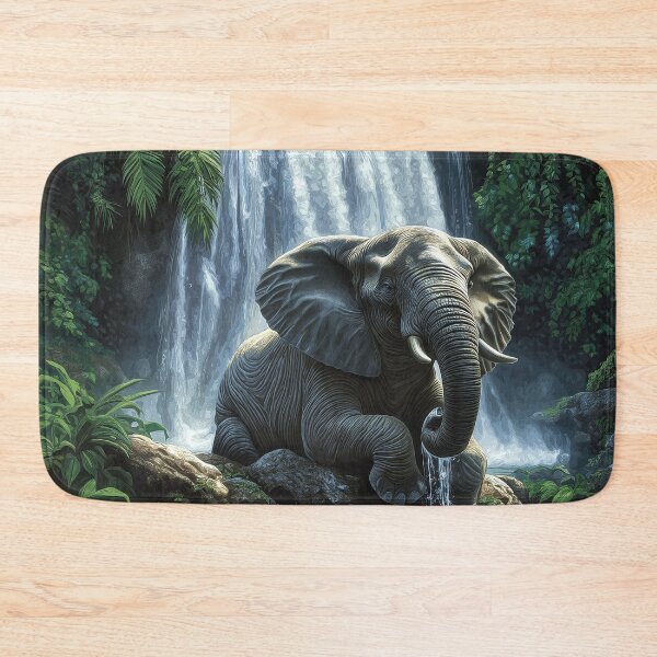 Item preview, Tranquil Elephant by Waterfall designed and sold by Suzana Djordjevic.