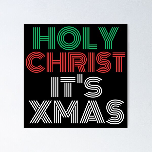Aperçu de l'œuvre "Saint Christ, c'est Noël" Typographie de Noël minimaliste moderne, verte, rouge et blanche créée et vendue par AlphaBetulia.