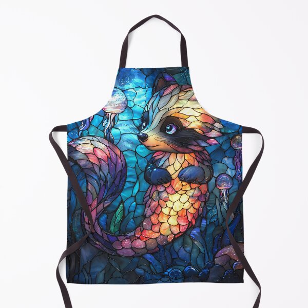 Item preview, Majestic Raccoon Mermaid in Stained Glass Design designed and sold by Matt's Artificial Nature.