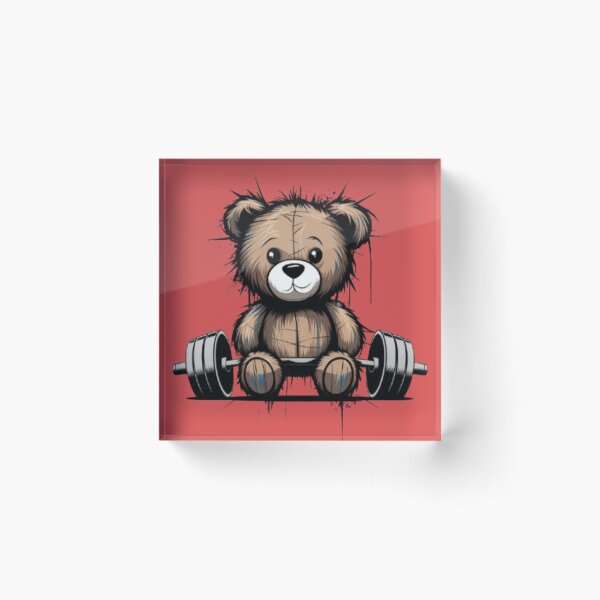 Item preview, a plush teddy bear on a barbell designed and sold by 123ks.