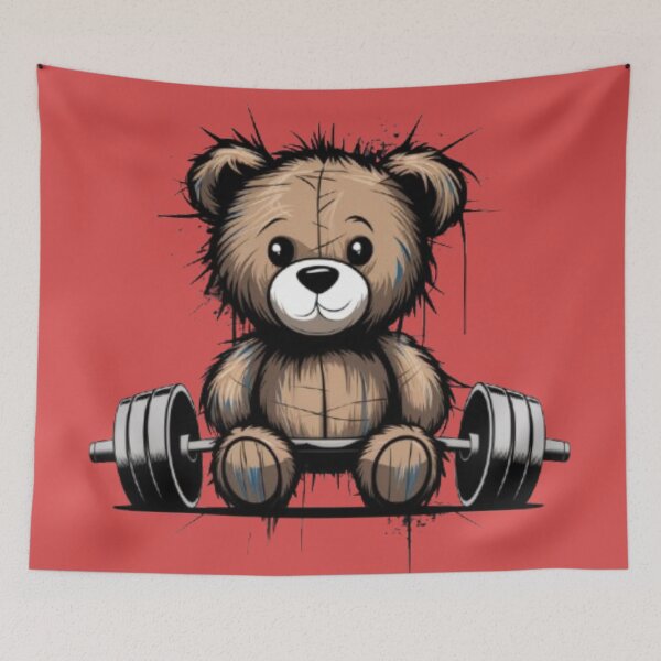 Item preview, a plush teddy bear on a barbell designed and sold by 123ks.
