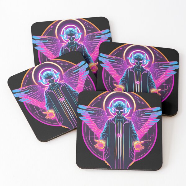 Item preview, Neon-Glowing Cyberpunk Angel T-Shirt - Futuristic Hip God with Electric Halo Art D33 designed and sold by pixelandcrafted.
