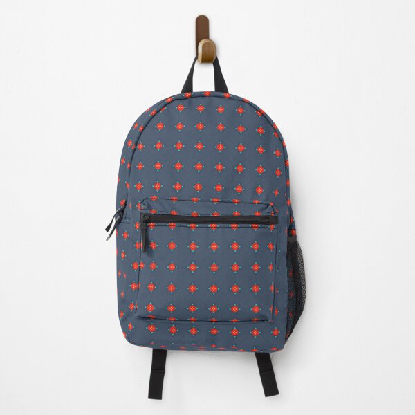 Vista previa del artículo con la obra «Flores rojas primaverales patrón azul simple», diseñado y vendido por ewajasinska.