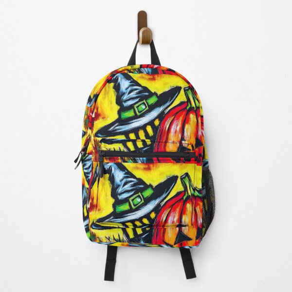 Item preview, Playful Halloween Abstract Art with Grinning Jack o Lantern and Tall Witch Hat - Bright and Bold Colors AI Generated designed and sold by OlfactoART Studio.