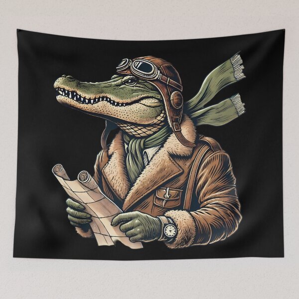 Item preview,  Vintage Crocodile Aviator Adventure. designed and sold by Linework Studio.