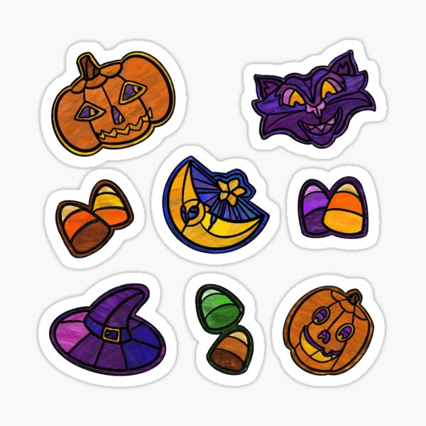 Vintage Halloween Stained Glass Sticker