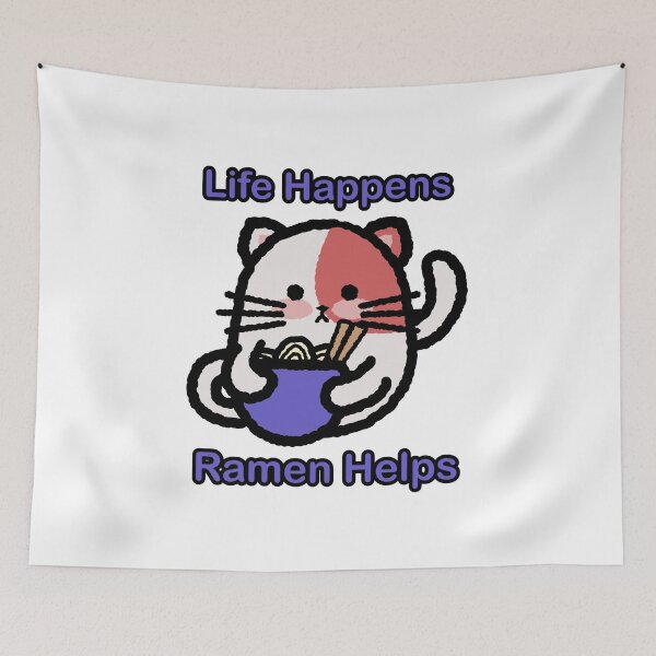 Item preview, Life Happens, Ramen Helps - Cat Japanese designed and sold by Circle-Cats.