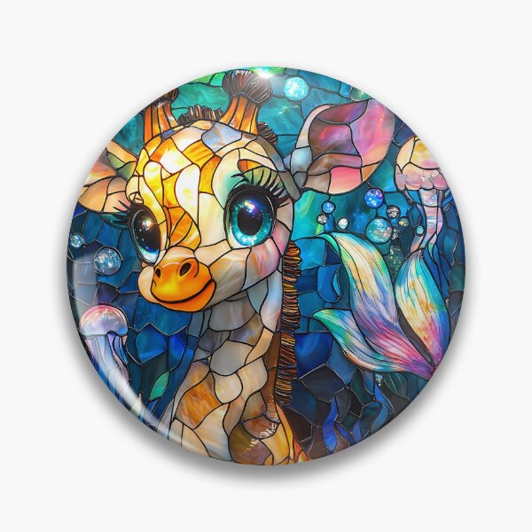 Item preview, Majestic Giraffe Mermaid in Stained Glass Style Fantasy designed and sold by Matt's Artificial Nature.
