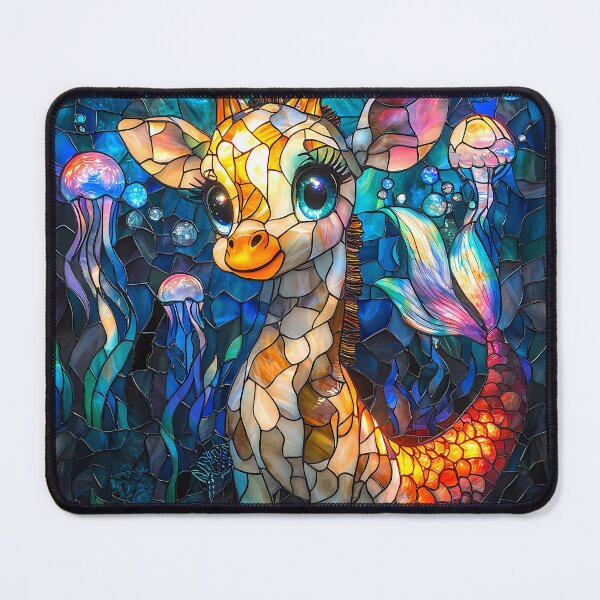 Item preview, Majestic Giraffe Mermaid in Stained Glass Style Fantasy designed and sold by Matt's Artificial Nature.