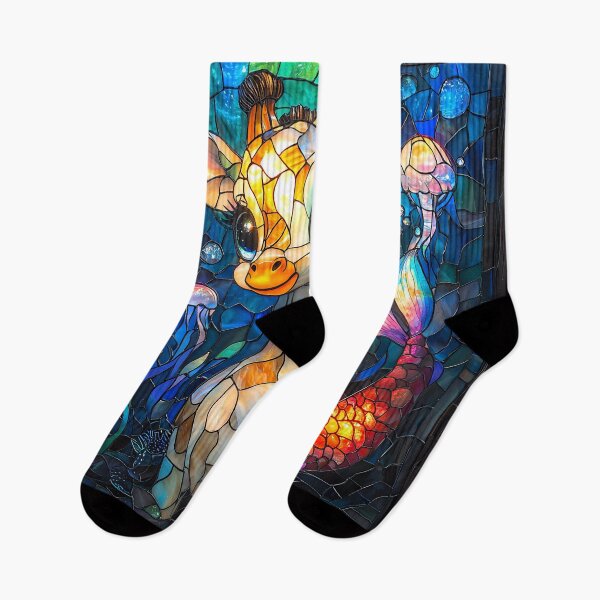 Item preview, Majestic Giraffe Mermaid in Stained Glass Style Fantasy designed and sold by Matt's Artificial Nature.