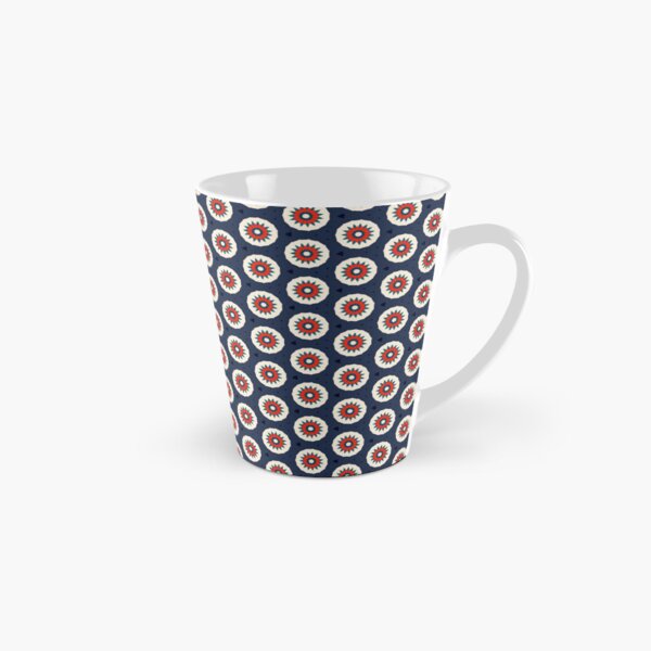 Vista previa del artículo con la obra «Flores rojas primaverales patrón azul simple», diseñado y vendido por ewajasinska.