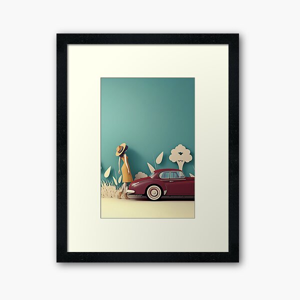 Aperçu de l'œuvre Art de chambre d'enfant de voiture classique rétro de charme vintage - Téléchargement numérique instantané pour une décoration élégante de chambre de bébé et d'enfant, art de style papier jaguar classique créée et vendue par cejezed.