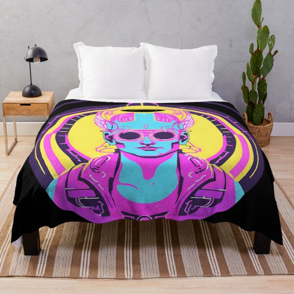 Item preview, Neon-Glowing Cyberpunk Angel T-Shirt - Futuristic Hip God with Electric Halo Art D36 designed and sold by pixelandcrafted.