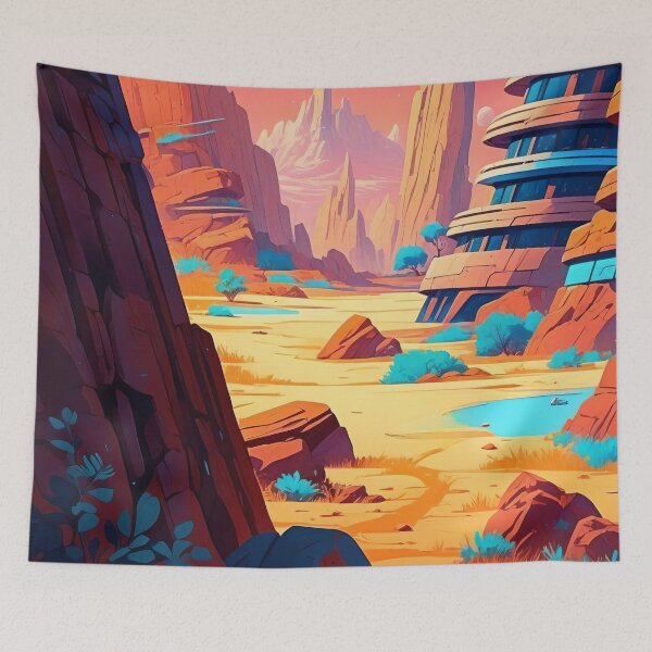 Item preview, Futuristic Journey Through Alien Canyons designed and sold by ArtComixHaven.