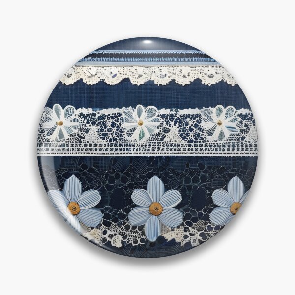 Item preview, IMAGE PRINT ONLY Lacy Flowers Vintage Lace Look and Faux Denim 4 of 4 designed and sold by Beachy.