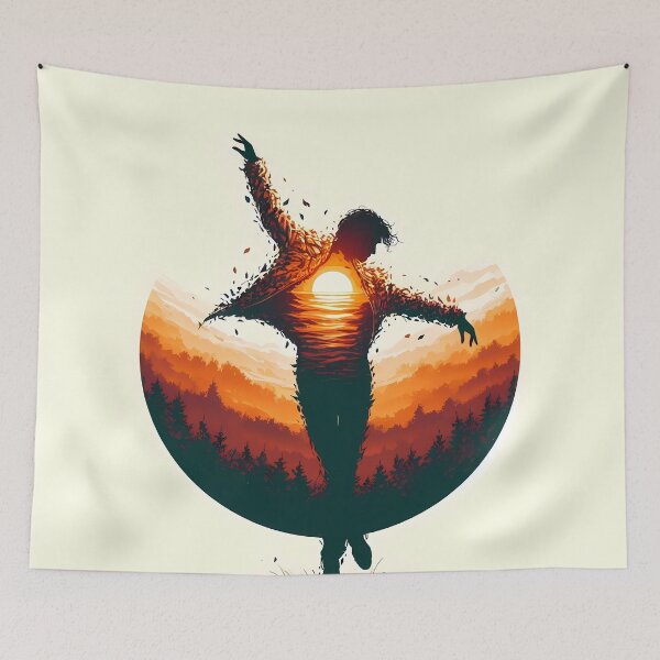 Item preview, Double Exposure Man Made of Leaves, Ai Generated Art  designed and sold by ACC .