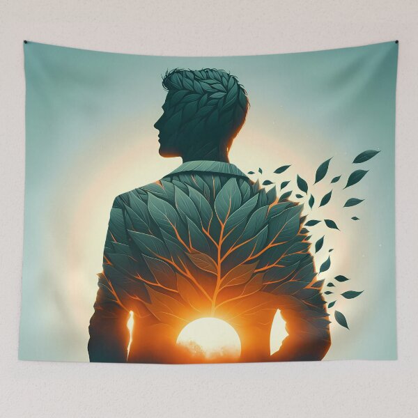 Item preview, Double Exposure Man Made of Leaves, Ai Generated Art  designed and sold by ACC .