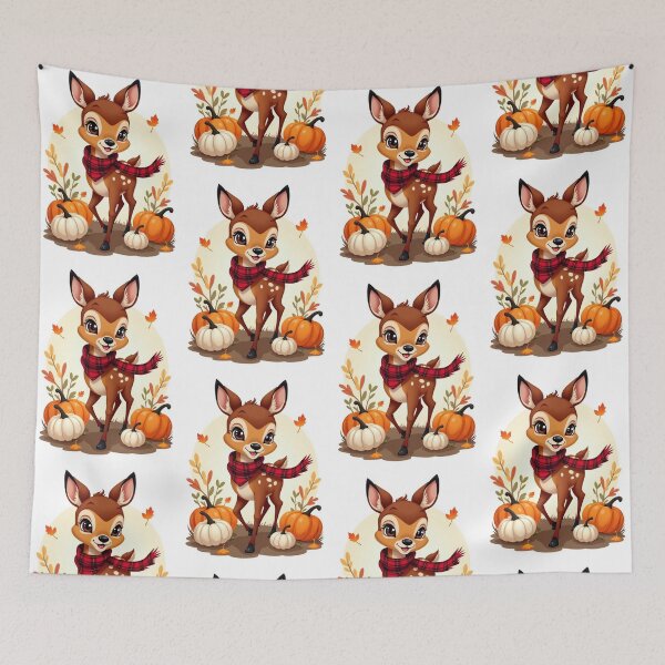 Item preview, Fall Themed for Girl Bambi in Plaid Scarf designed and sold by ArtfullyRooted.
