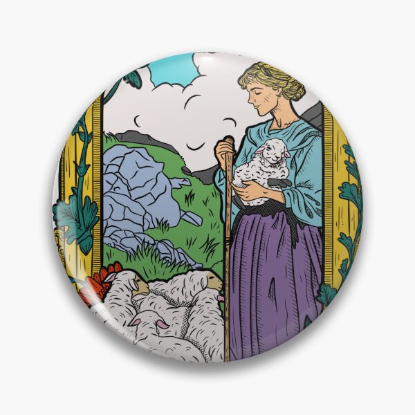 Item preview, Shepherdess Girl in Art Nouveau Frame - Etching illustration with colors designed and sold by CheHojas.