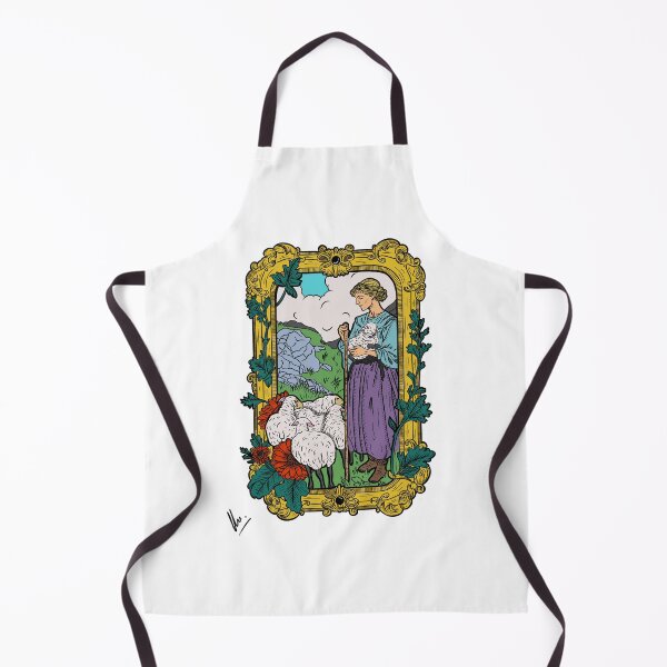 Item preview, Shepherdess Girl in Art Nouveau Frame - Etching illustration with colors designed and sold by CheHojas.