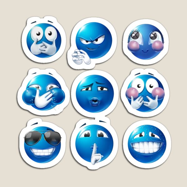 Vista previa del artículo con la obra «Paquete de emojis azules», diseñado y vendido por MadiiCreates.